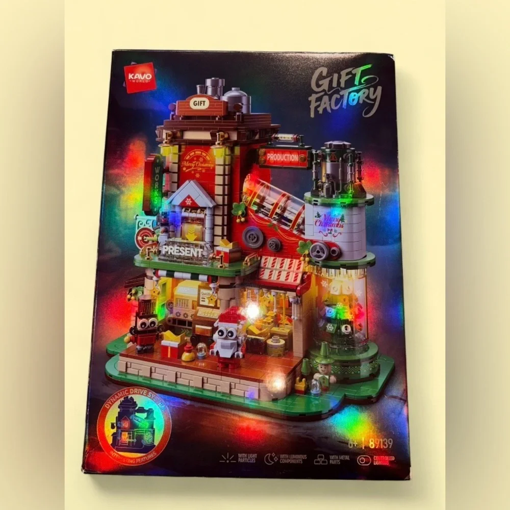 Christmas Gift Factory Building Blocks Set 2775 pcs Light-Up DIY Holiday Village